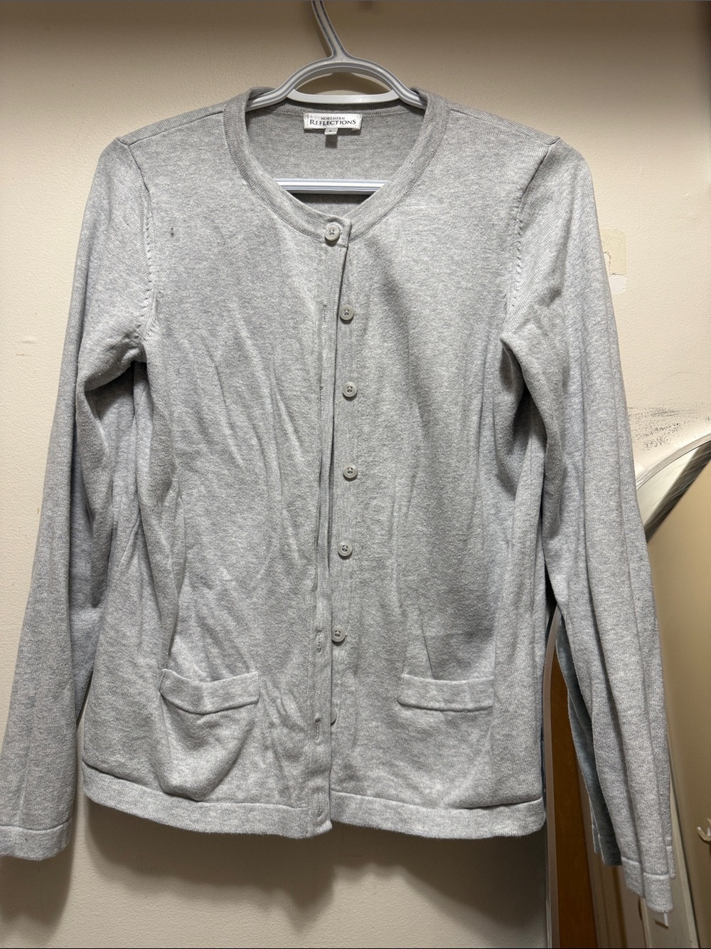 Northern Reflections Light Gray Button-Front Cardigan Jacket